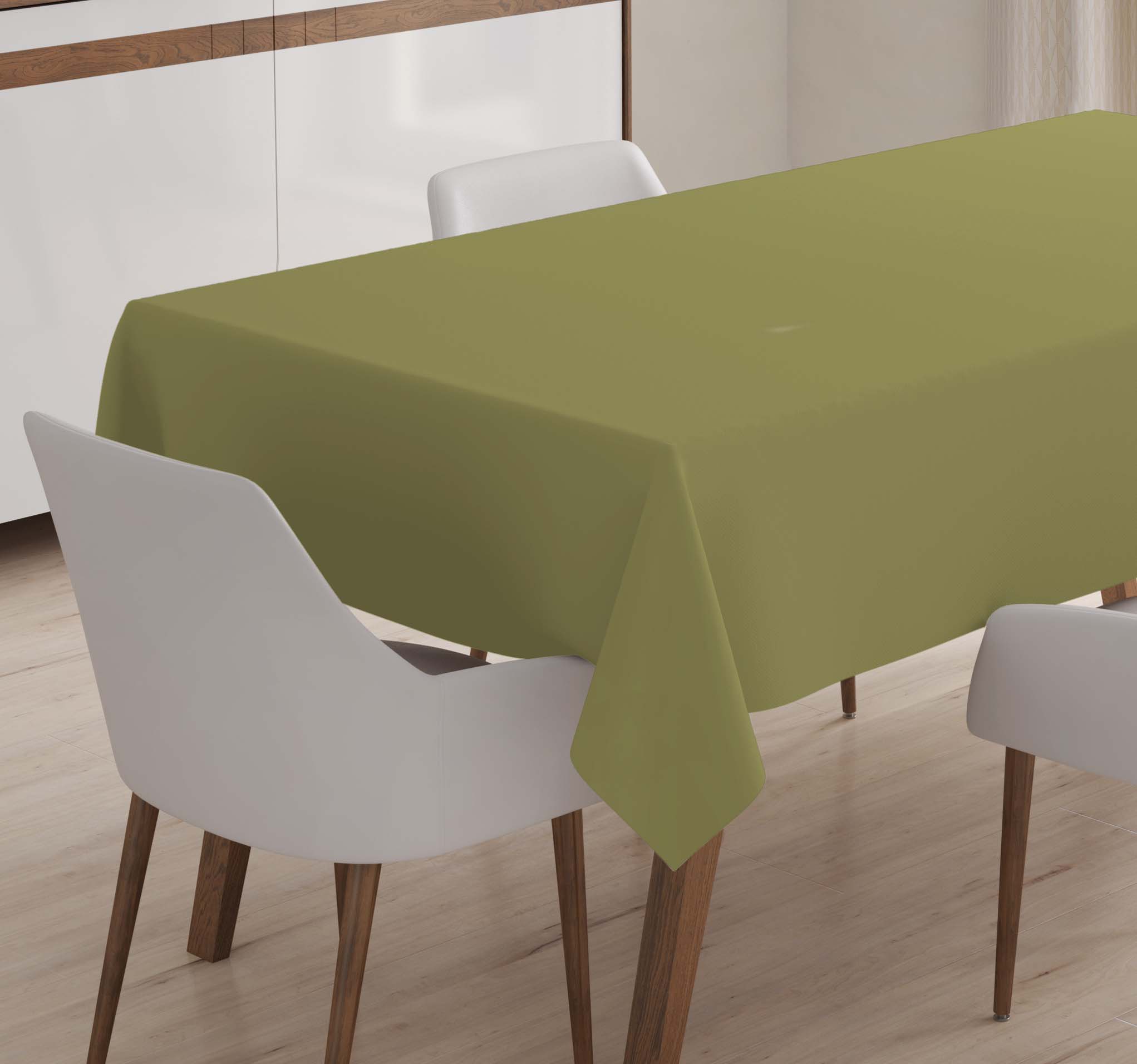 Khakifarbene Tischdecke – kariert, 100% Baumwolle Khakifarbene Tischdecke – kariert, 100% Baumwolle